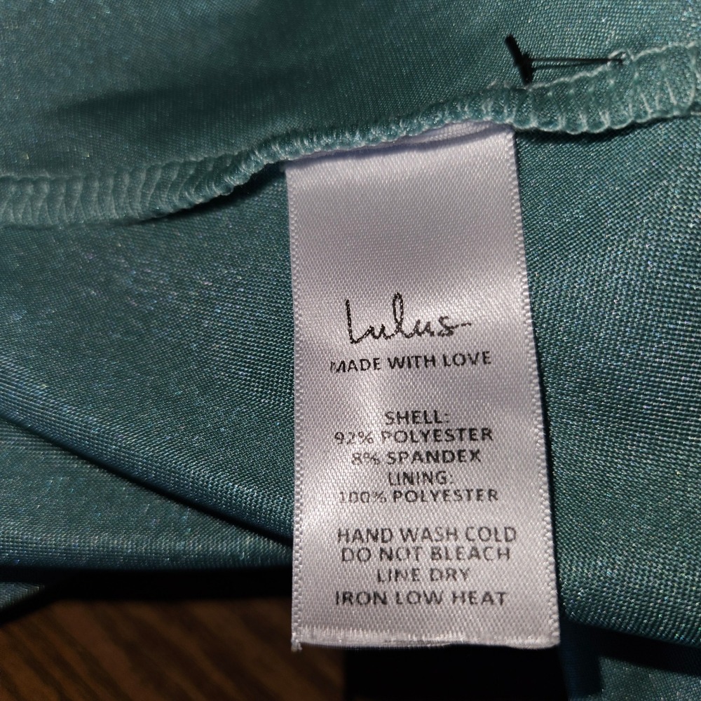 NWT Lulus Sage Blue Satin Cowl Neck Faux Wrap Mini Cocktail Dress Size XL NWT - Picture 6 of 7